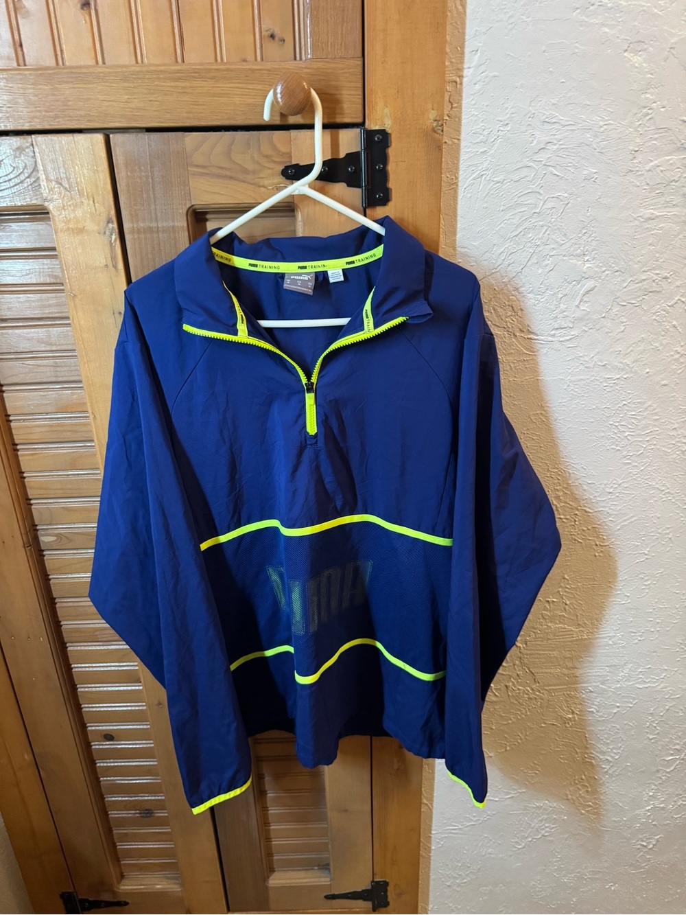 Men’s Puma Navy Blue & Neon Yellow Quarter-Zip Windbreaker
